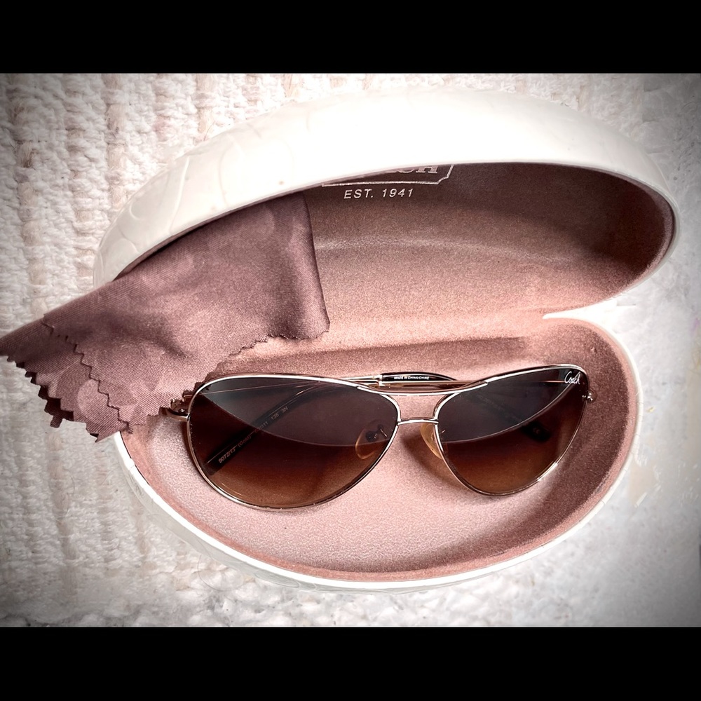 Coach Unisex Aviator Sunglasses in Gold